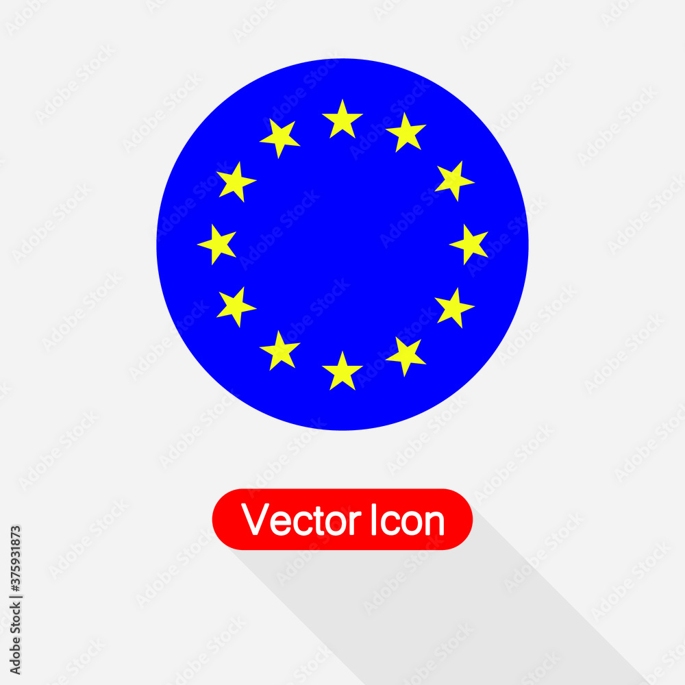 EU Flag Icon, Round Star Icon Vector Illustration Eps10 EU Flag Icon, Round Star Icon Vector Illustration Eps10