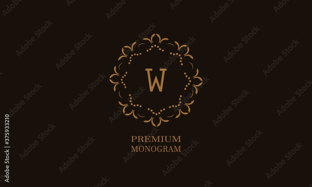 Luxury monogram design with the letter of the alphabet A. Elegant logo of the emblem of a restaurant, hotel, business. Can be used for invitations, booklets, postcards.