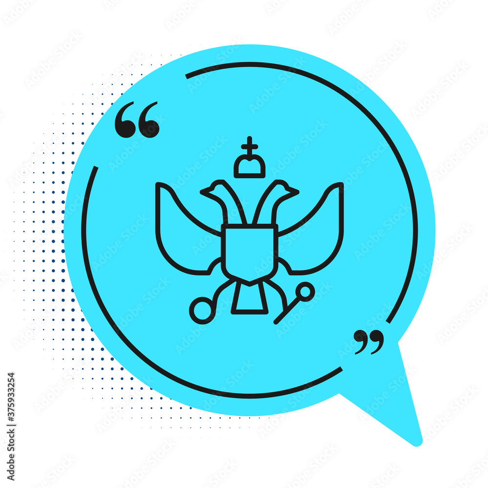 Black line National emblem of Russia icon isolated on white background. Russian coat of arms two-headed eagle. Blue speech bubble symbol. Vector. Black line National emblem of Russia icon isolated on white background. Russian coat of arms two-headed eagle. Blue speech bubble symbol. Vector.