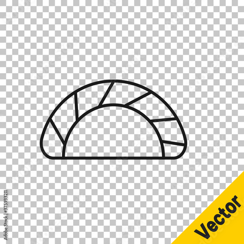 Black line Dumpling icon isolated on transparent background. Traditional chinese dish. Vector.