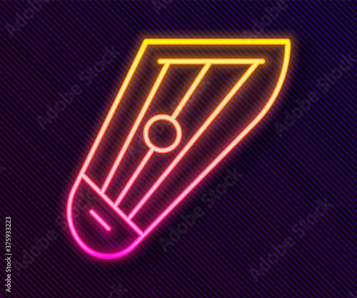 Glowing neon line Musical instrument kankles icon isolated on black background. Vector.