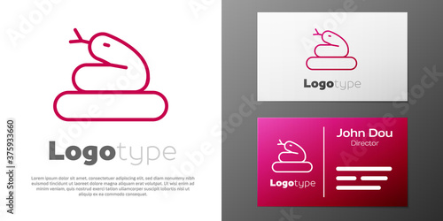 Logotype line Snake icon isolated on white background. Logo design template element. Vector.