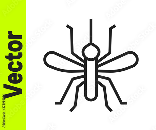 Black line Mosquito icon isolated on white background. Vector.