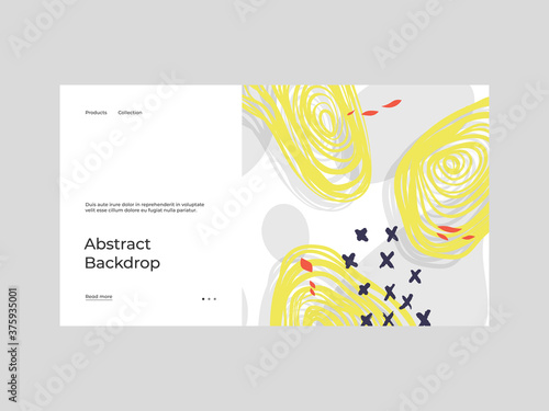 Abstract homepage illustration. Colorful lines, spots, dots and paint strokes. Decorative backdrop. Hand drawn texture, elements and shapes. Eps10 vector.  © Nick Risky