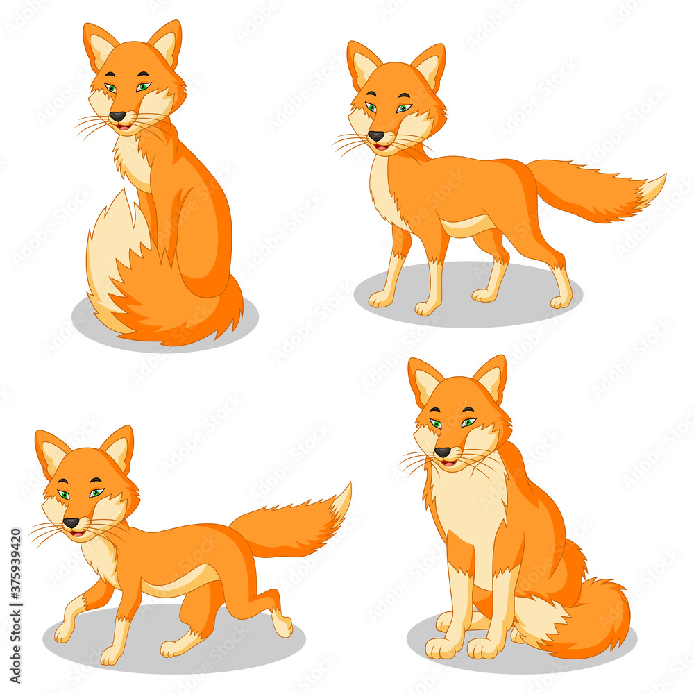 Fox cartoon collection set. Vector illustration Fox cartoon collection set. Vector illustration