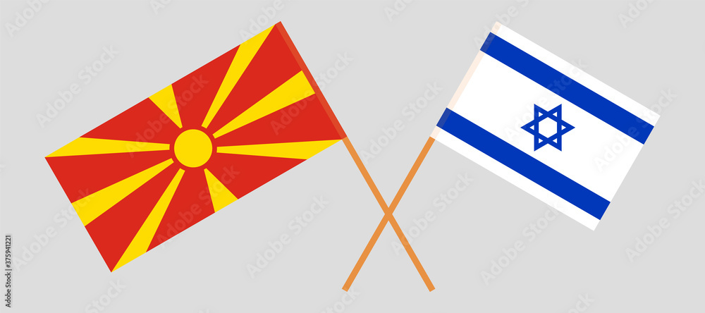 Crossed flags of North Macedonia and Israel