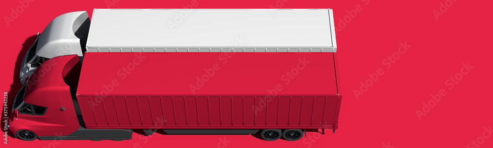 Trailer trucks form flag of Poland on red background. 3d rendering