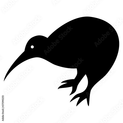 black silhouette of a kiwi bird