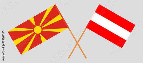 Crossed flags of North Macedonia and Austria