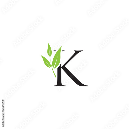 Letter K nature logo design. Simple minimalist vector template