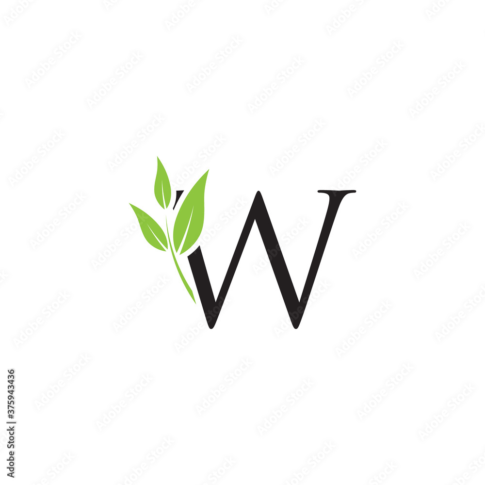Letter W nature logo design. Simple minimalist vector template Letter W nature logo design. Simple minimalist vector template
