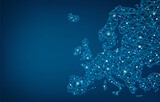 Connected map of Europe vector illustration background – European Union concept: cooperation, technology, digitalization, future