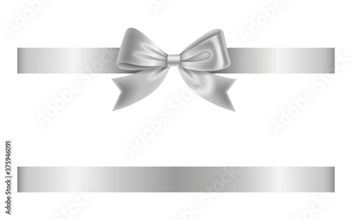 silver bow and ribbon