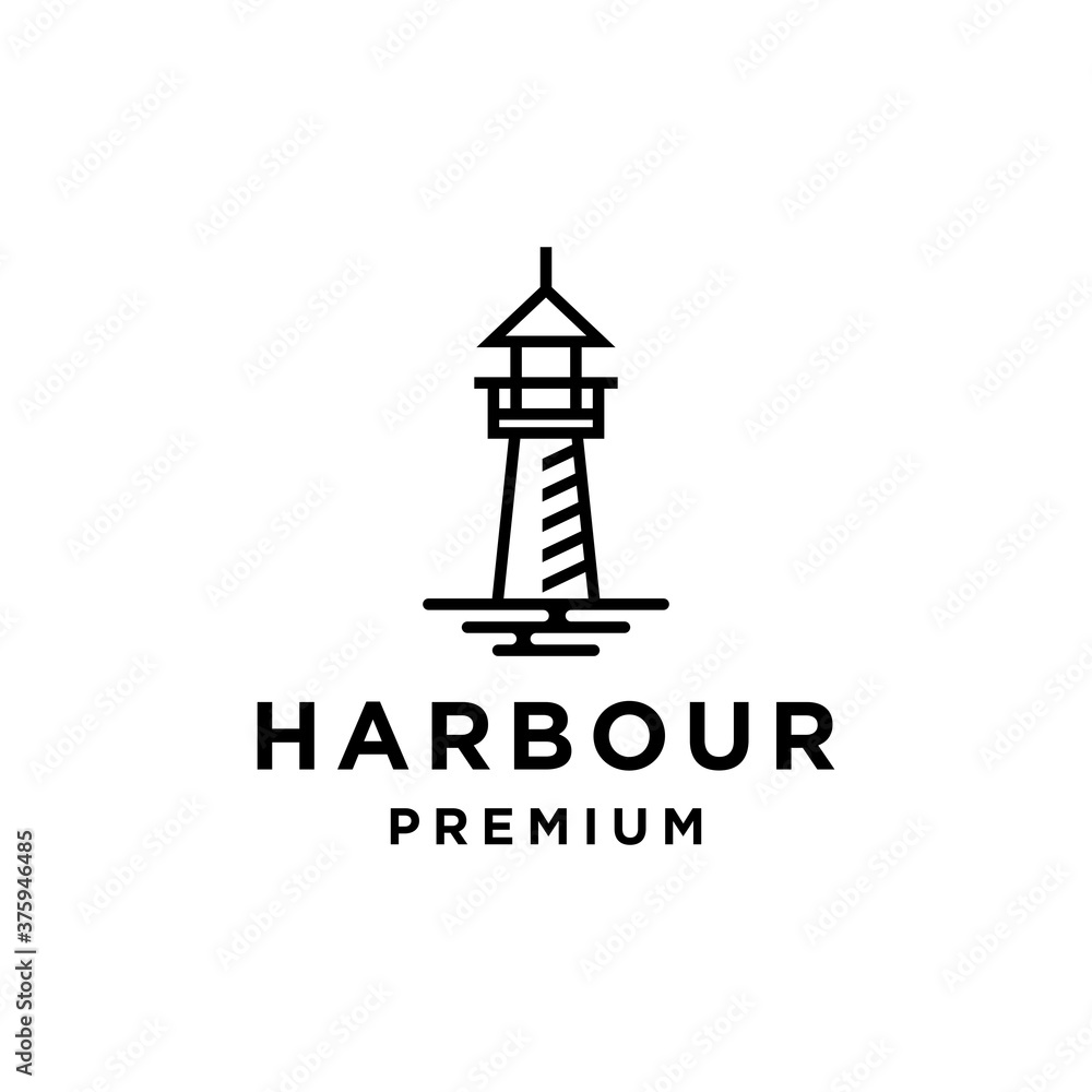 lighthouse beacon searchlight harbor logo design in trendy linear line icon style for a cafe business and restaurant lighthouse beacon searchlight harbor logo design in trendy linear line icon style for a cafe business and restaurant