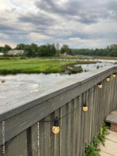 wooden bridge over the river Venta in Kuldiga, Latvia