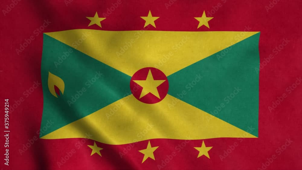 Grenada dense flag fabric wavers, perfect loop for background Grenada dense flag fabric wavers, perfect loop for background