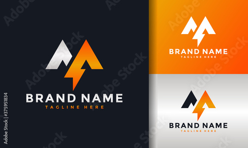 monogram letter M lightning logo