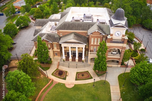 Aerial view of City town hall building in Duluth, GA photo