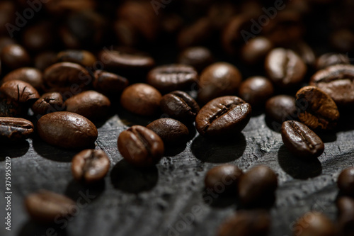 Fototapeta Naklejka Na Ścianę i Meble -  coffee beans on a black background