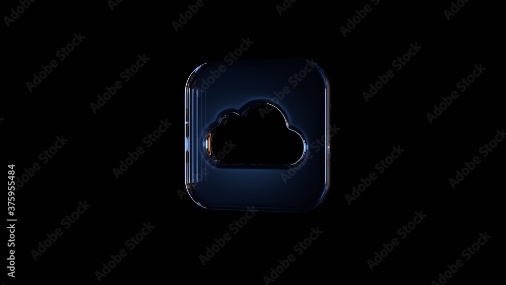 3d rendering glass icon of iCloud drive app isolated on black with reflection 3d rendering glass icon of iCloud drive app isolated on black with reflection