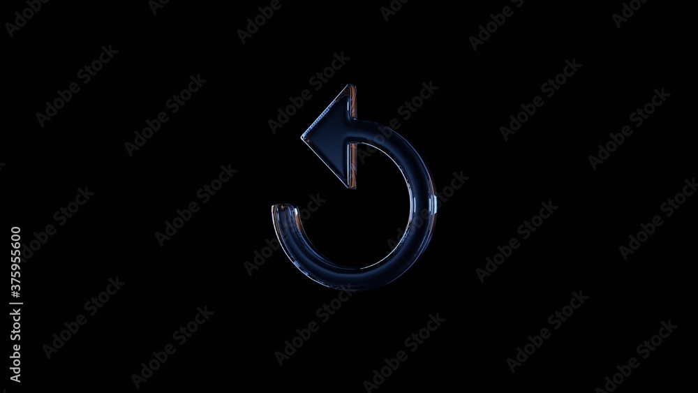 3d rendering glass symbol of refresh arrow isolated on black with reflection 3d rendering glass symbol of refresh arrow isolated on black with reflection
