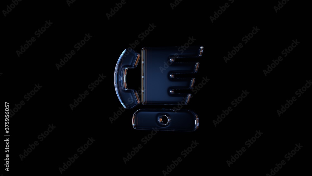 3d rendering glass symbol of blender phone isolated on black with reflection 3d rendering glass symbol of blender phone isolated on black with reflection