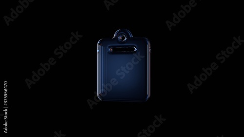 3d rendering glass symbol of clipboard isolated on black with reflection