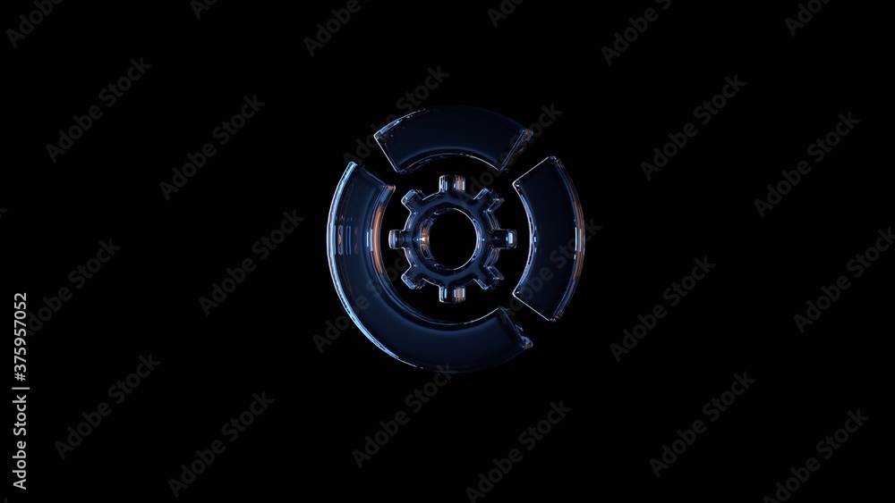 3d rendering glass symbol of diagram isolated on black with reflection 3d rendering glass symbol of diagram isolated on black with reflection