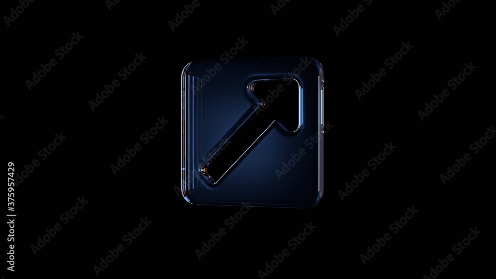 3d rendering glass symbol of external link square isolated on black with reflection 3d rendering glass symbol of external link square isolated on black with reflection