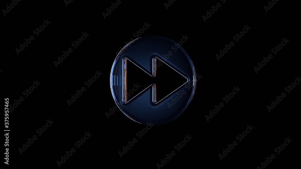 3d rendering glass symbol of fast forward isolated on black with reflection 3d rendering glass symbol of fast forward isolated on black with reflection