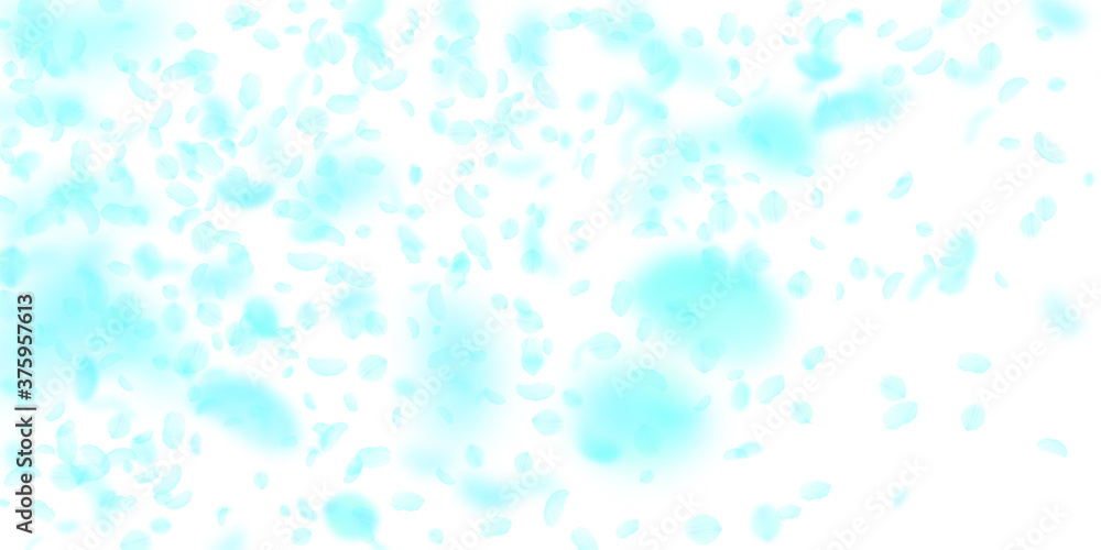 Turquoise flower petals falling down. Symmetrical Turquoise flower petals falling down. Symmetrical