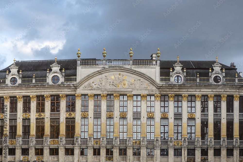 the facade of House of the Dukes of Brabant on the Grand Place in brussels, Belgium