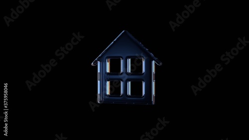 3d rendering glass symbol of home isolated on black with reflection