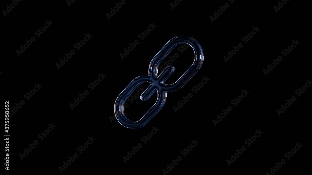 3d rendering glass symbol of link isolated on black with reflection 3d rendering glass symbol of link isolated on black with reflection