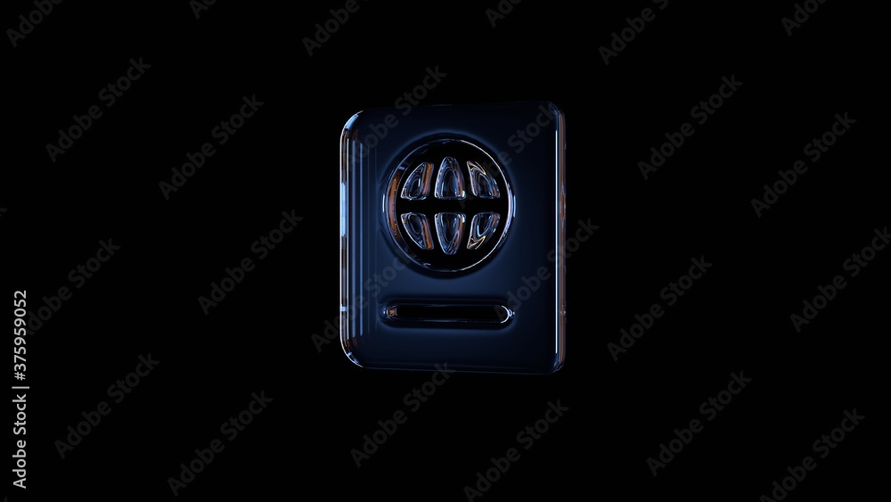 3d rendering glass symbol of passport isolated on black with reflection 3d rendering glass symbol of passport isolated on black with reflection