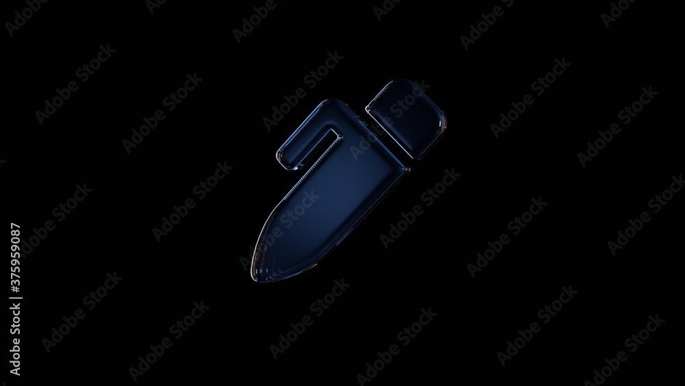 3d rendering glass symbol of pen alt isolated on black with reflection 3d rendering glass symbol of pen alt isolated on black with reflection