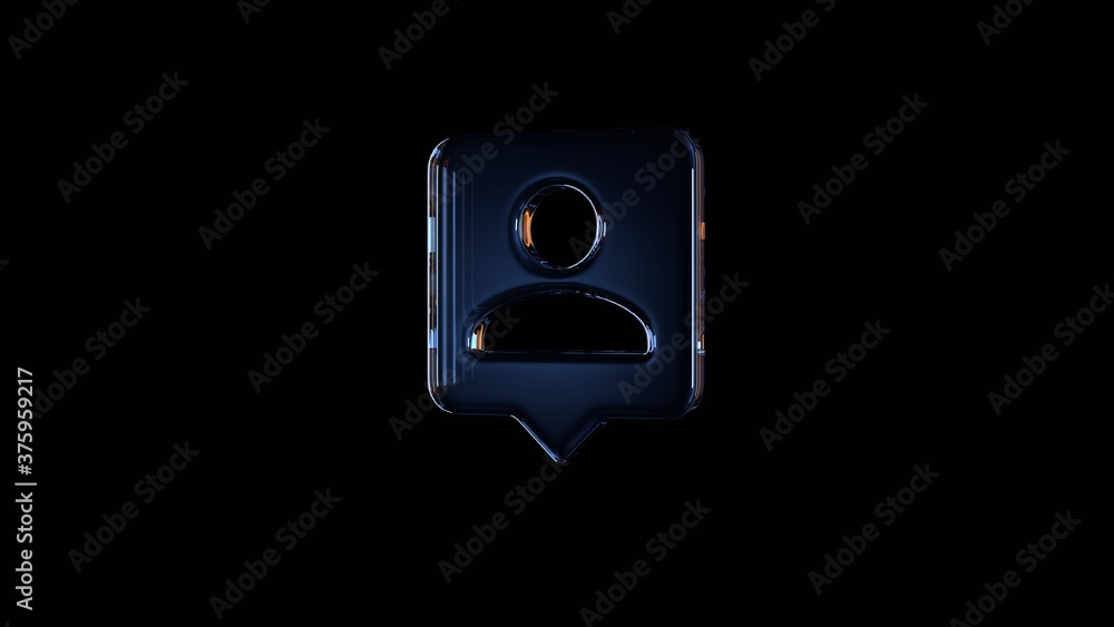 3d rendering glass symbol of pin isolated on black with reflection 3d rendering glass symbol of pin isolated on black with reflection
