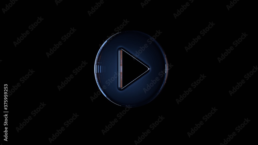 3d rendering glass symbol of play button isolated on black with reflection 3d rendering glass symbol of play button isolated on black with reflection