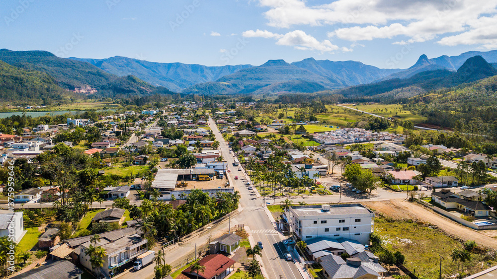 Aerial view of the city of Timbé do Sul, Santa Catarina