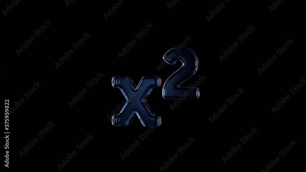 3d rendering glass symbol of superscript isolated on black with reflection 3d rendering glass symbol of superscript isolated on black with reflection