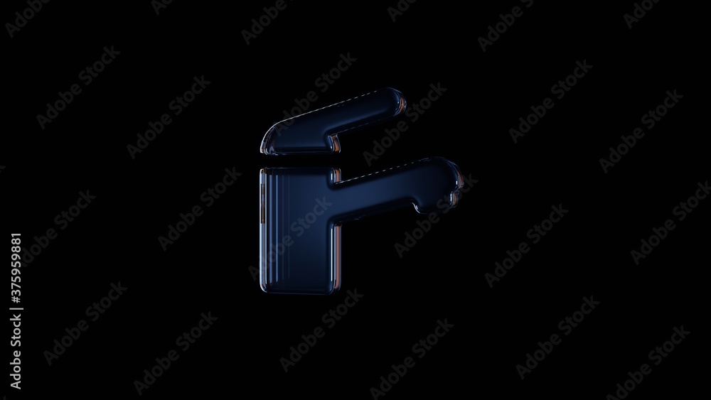 3d rendering glass symbol of tap isolated on black with reflection 3d rendering glass symbol of tap isolated on black with reflection