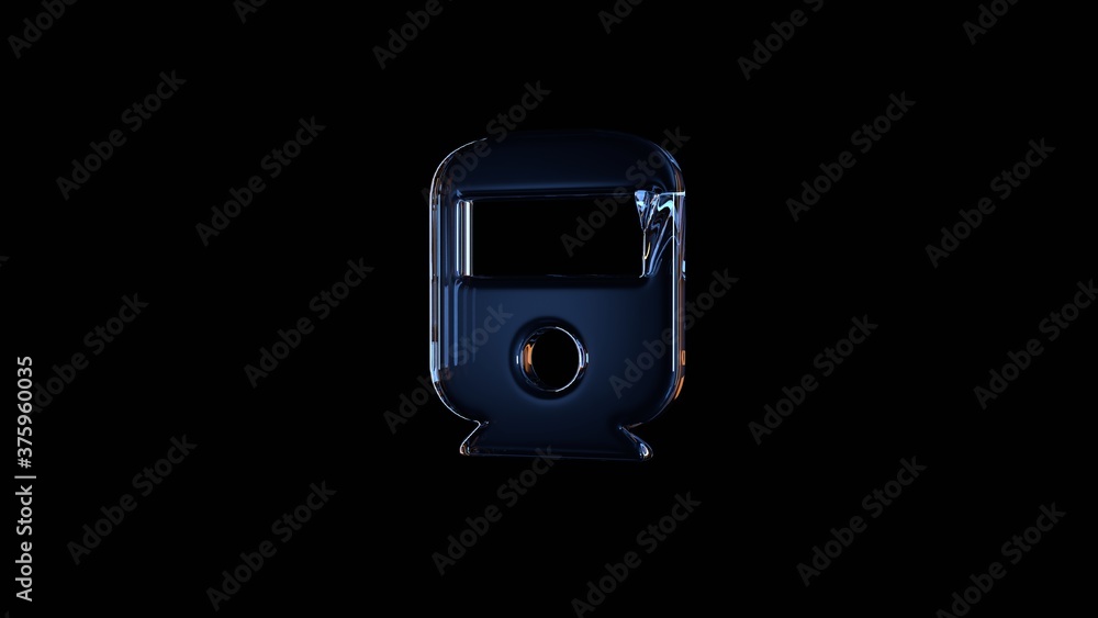 3d rendering glass symbol of transport isolated on black with reflection 3d rendering glass symbol of transport isolated on black with reflection