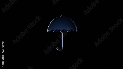 3d rendering glass symbol of umbrella09 isolated on black with reflection