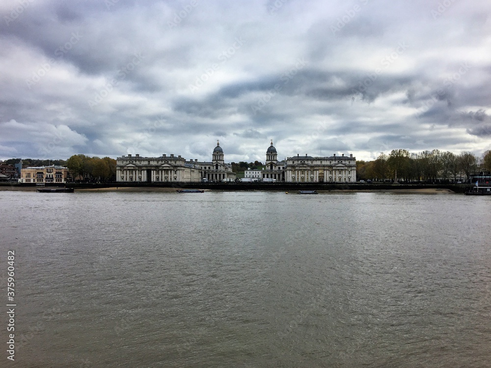 A view of Greenwich in London across the river Thames