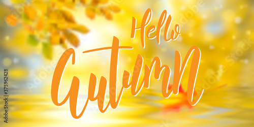 Fall banner with Hello Autumn text