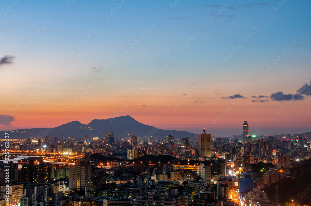 High angle view of the Taipei Jingmei cityscape from Xianjiyan