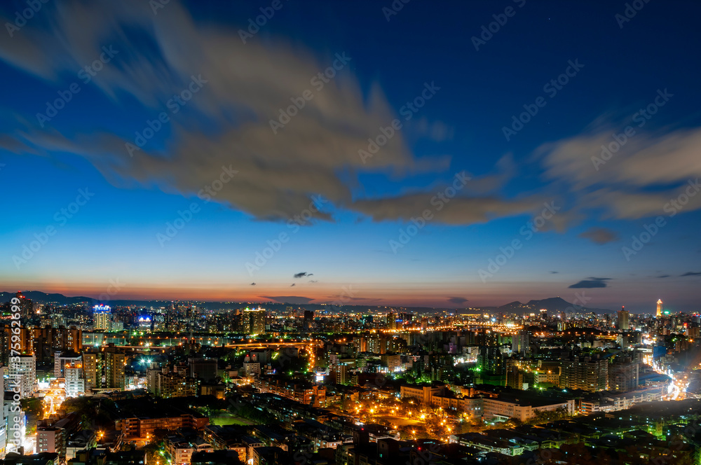 High angle view of the Taipei Jingmei cityscape from Xianjiyan
