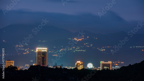 High angle view of the Taipei Jingmei cityscape from Xianjiyan photo