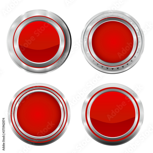 Metallic red buttons.Vector illustration of realistic metallic badge button collection. Free Download Metallic red buttons.Vector illustration of realistic metallic badge button collection. - GFXLoad