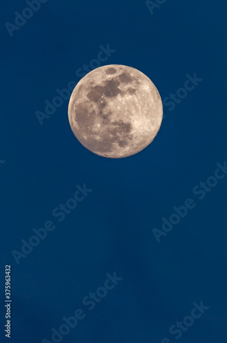 Full moon in the blue sky